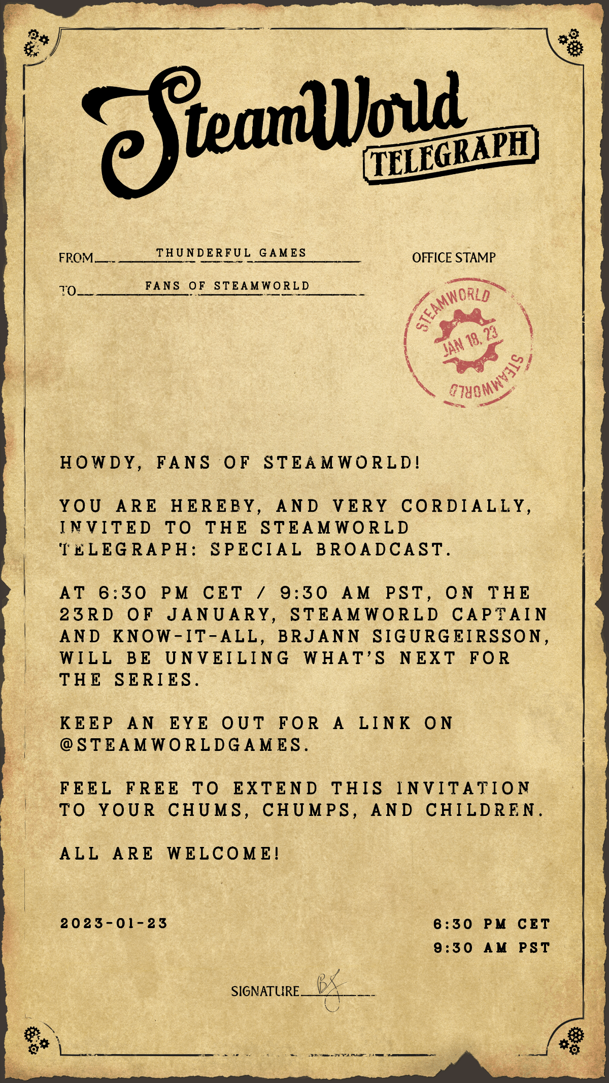 SteamWorld Telegraph: Special Broadcast&nbsp;Invite